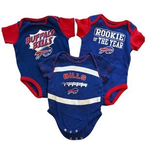 Buffalo Bills Baby Onesies 3-6 Month NFL Bundle – 3 Piece Set